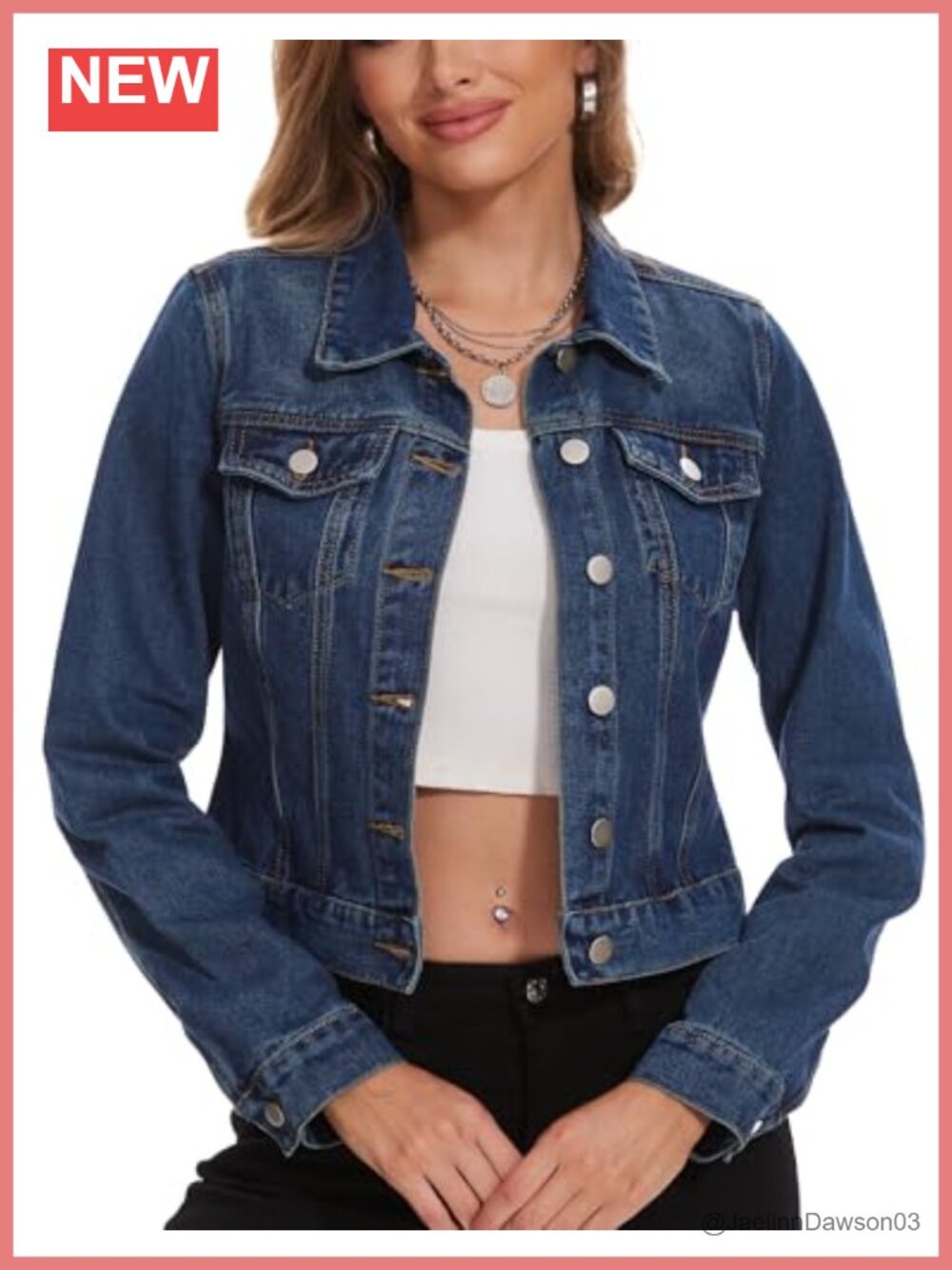 Women's 100% Cotton Cropped Denim Jacket Button Down Jean Shacket with Pockets